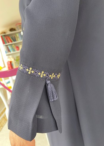 Zincir Detaylı Uzun Kollu Lacivert Kadın Elbise - Görsel 5