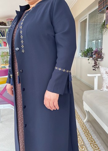 Zincir Detaylı Uzun Kollu Lacivert Kadın Elbise - Görsel 3