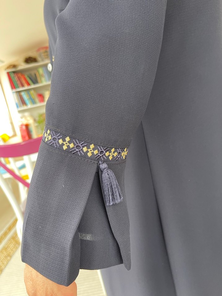 Zincir Detaylı Uzun Kollu Lacivert Kadın Elbise - Görsel 5