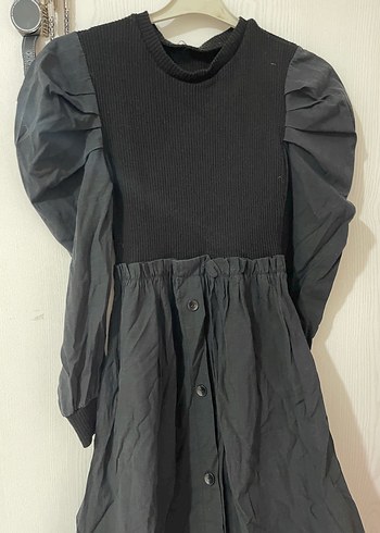 Düğmeli Siyah Uzun Gotik Elbise - Görsel 3