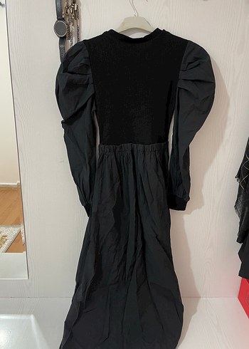 Düğmeli Siyah Uzun Gotik Elbise - Görsel 4