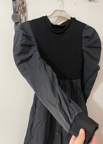 Düğmeli Siyah Uzun Gotik Elbise - Görsel 2