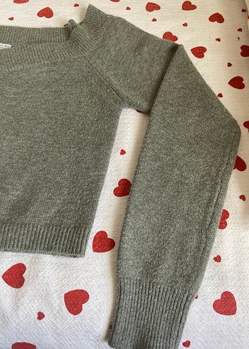 Bershka Gri Kadın Triko Uzun Kollu Kayık Yaka Kazak