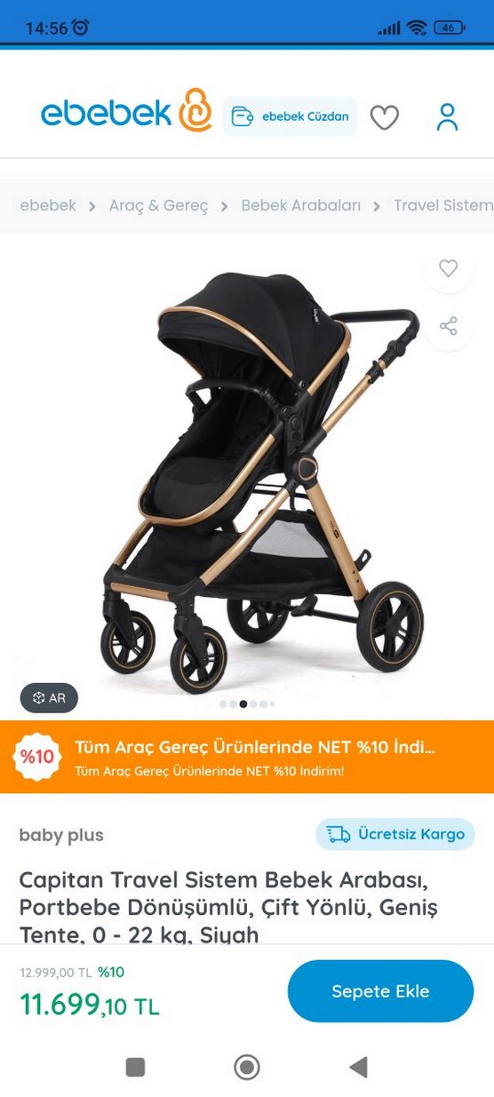 Siyah Bebek Arabası, Dayanıklı ve Rahat - Görsel 3