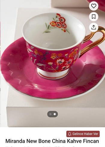 Miranda New Bone China Pembe Kahve Fincanı