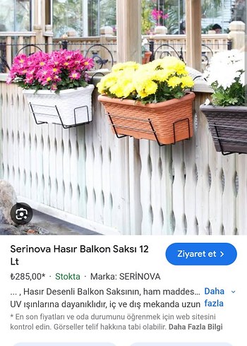 Serinova Balkon Saksısı ve metal askısı