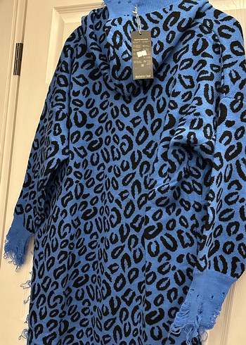 Düğmeli Mavi Desenli Hamile Uzun Ceket - Görsel 4