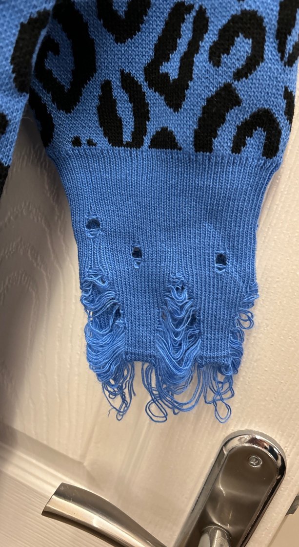 Düğmeli Mavi Desenli Hamile Uzun Ceket - Görsel 3