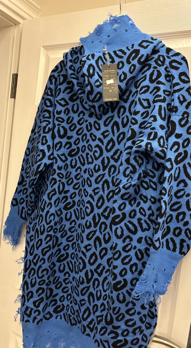 Düğmeli Mavi Desenli Hamile Uzun Ceket - Görsel 4