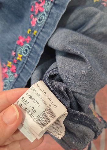 Nakışlı Fırfırlı Kız Çocuk Kot Elbise - Görsel 5