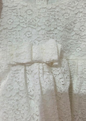 Kız Çocuk Dantel Beyaz Elbise - Görsel 5