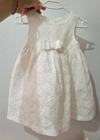 Kız Çocuk Dantel Beyaz Elbise - Görsel 3