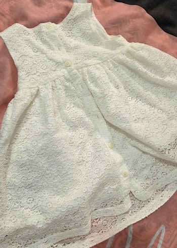 Kız Çocuk Dantel Beyaz Elbise - Görsel 2