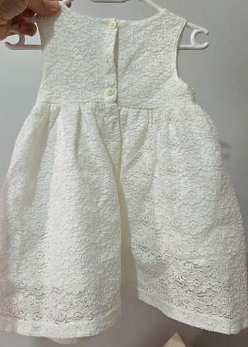 Kız Çocuk Dantel Beyaz Elbise - Görsel 4