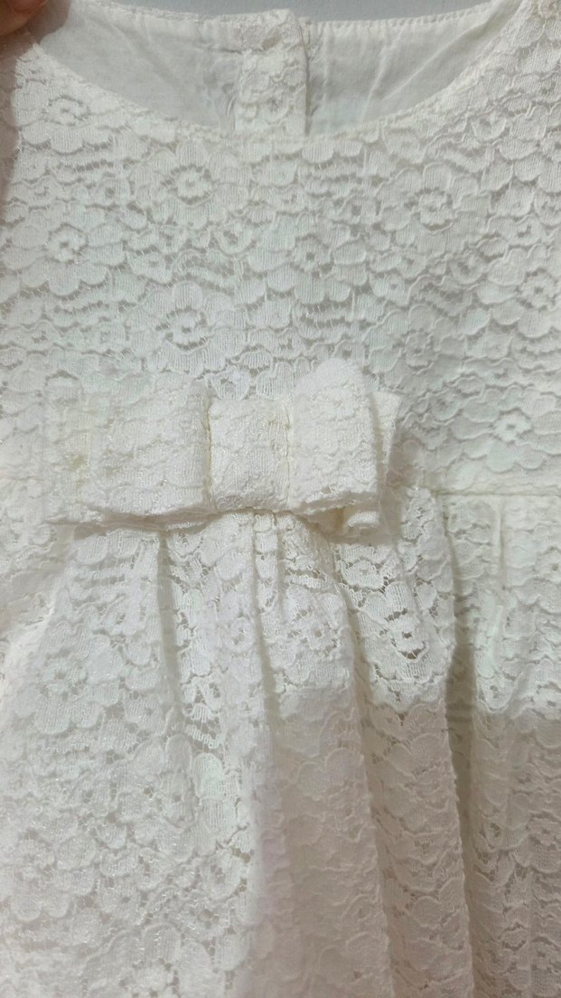 Kız Çocuk Dantel Beyaz Elbise - Görsel 5