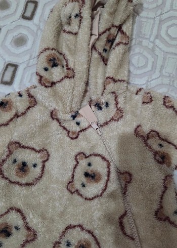 Kahverengi Kürklü Kapüşonlu Bebek Tulumu - Görsel 2