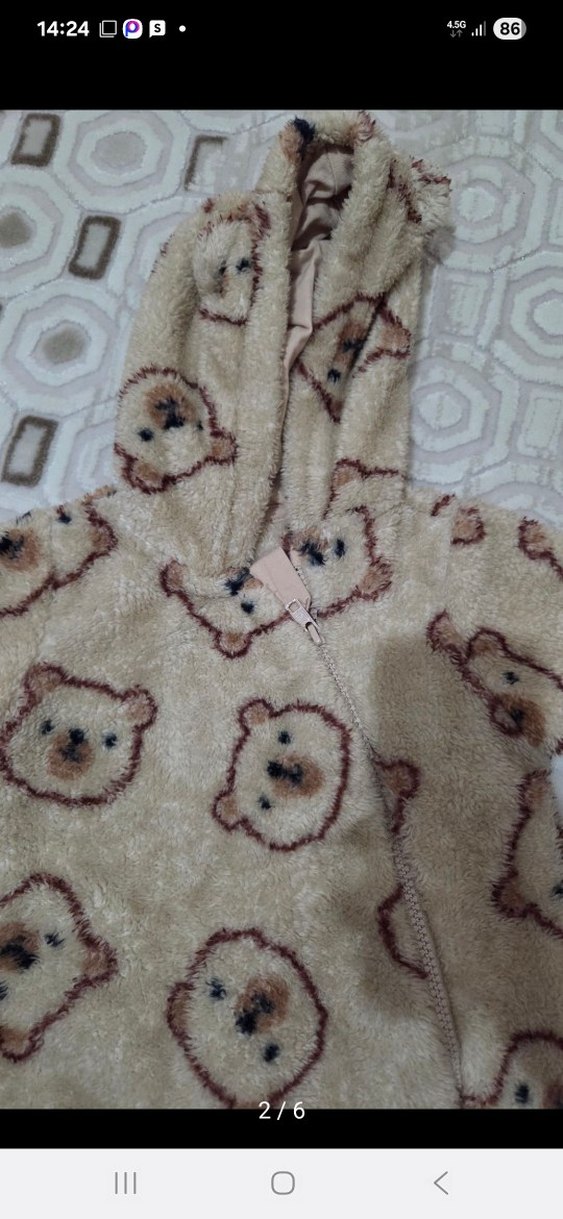 Kahverengi Kürklü Kapüşonlu Bebek Tulumu - Görsel 2