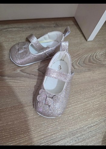 Kızlar için Simli Bej Babet Ayakkabı - Görsel 2