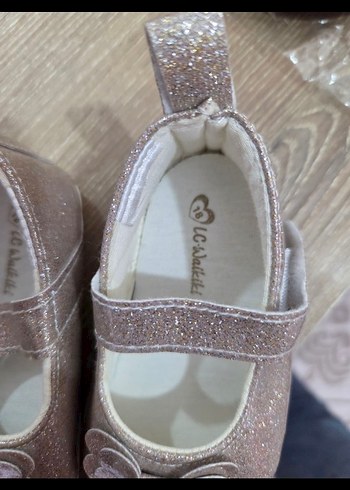 Kızlar için Simli Bej Babet Ayakkabı - Görsel 3