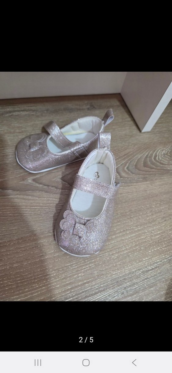 Kızlar için Simli Bej Babet Ayakkabı - Görsel 2