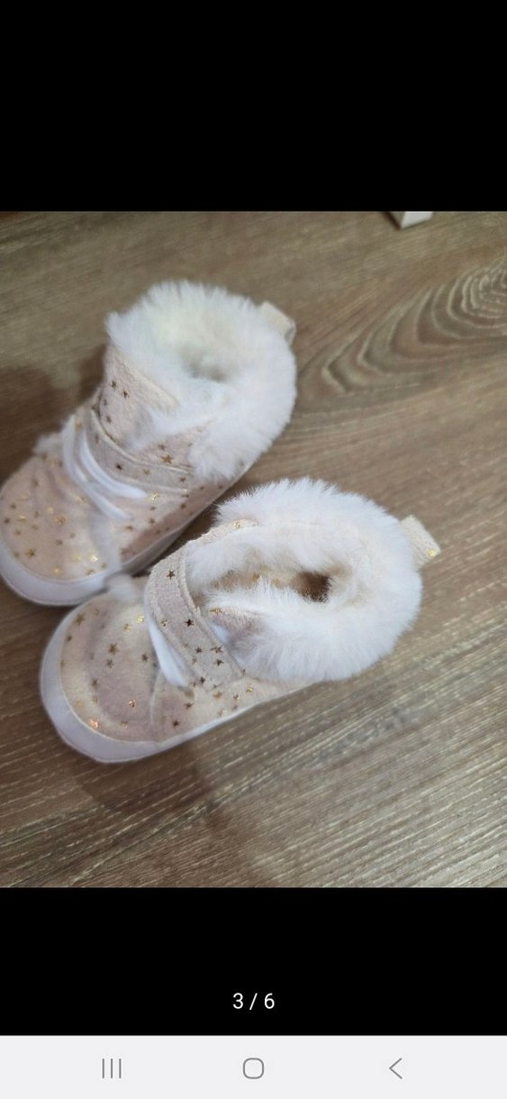 Beyaz Kürklü Kız Bebek İlk Adım Ayakkabısı - Görsel 3