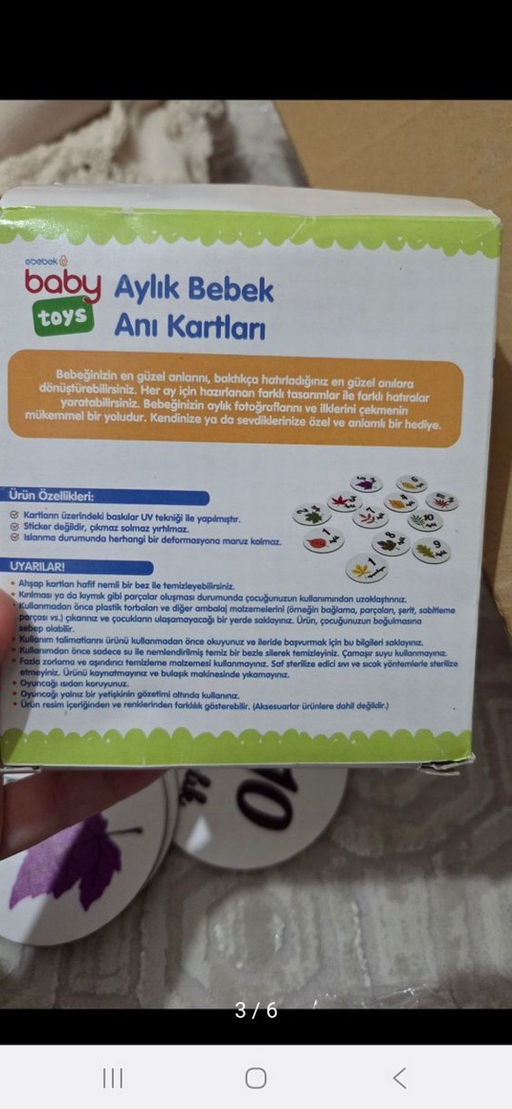 Bebek Aylık Anı Kartları - 12 Ahşap Kart - Görsel 4