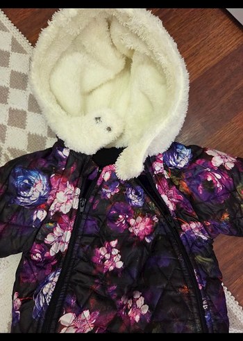 Kız Bebek Mor Kapüşonlu Kürklü Tulum - Görsel 2