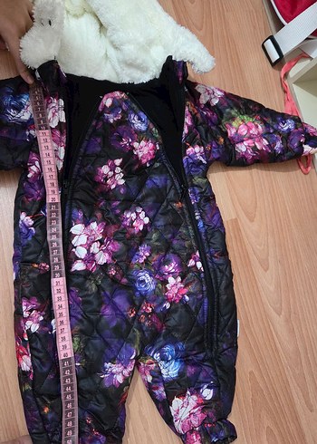 Kız Bebek Mor Kapüşonlu Kürklü Tulum - Görsel 7