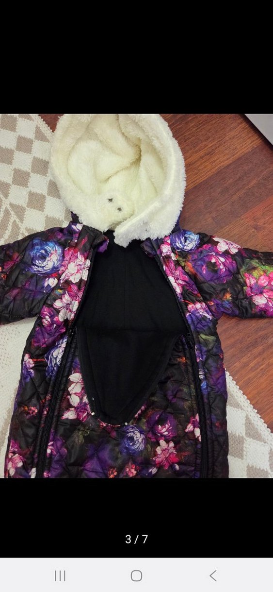 Kız Bebek Mor Kapüşonlu Kürklü Tulum - Görsel 4