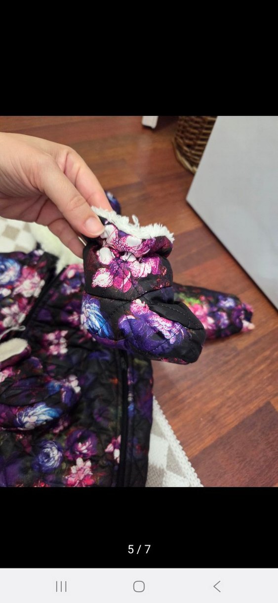 Kız Bebek Mor Kapüşonlu Kürklü Tulum - Görsel 5