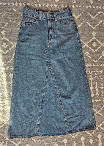 Defacto Mavi Orta Yukseklikte Denim Etek