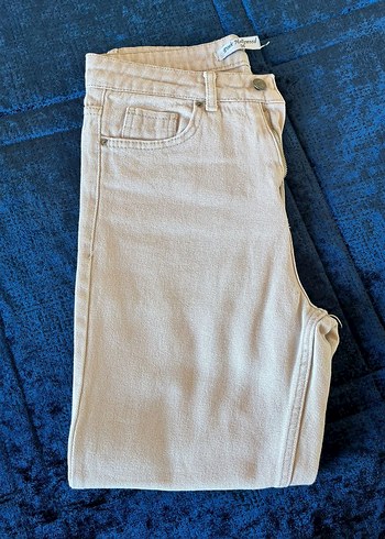 30 Beden Beyaz Midi Boy Regular Fit Kadın Kot Pantolon
