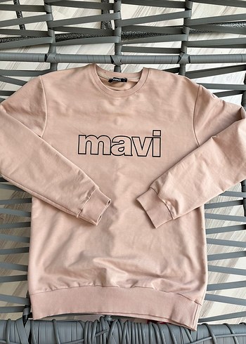 m Beden Mavi Baskılı Sweatshirt
