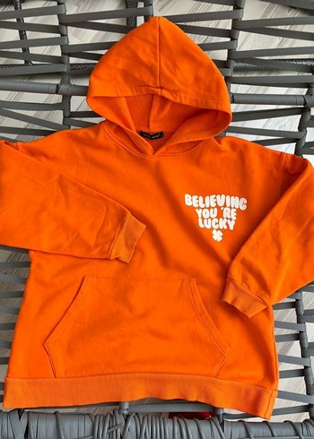 Turuncu Kapüşonlu Kadın Sweatshirt - Görsel 2