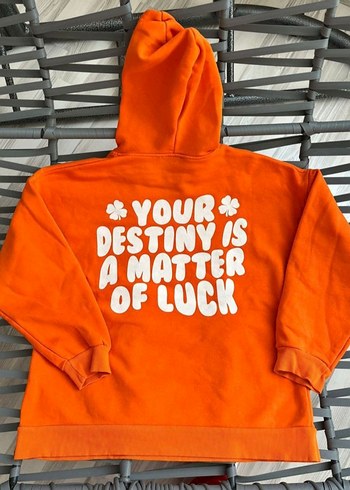 Turuncu Kapüşonlu Kadın Sweatshirt - Görsel 3