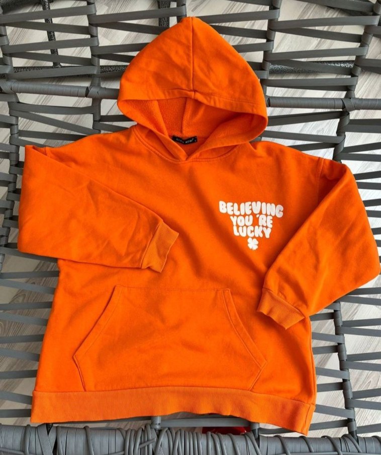 Turuncu Kapüşonlu Kadın Sweatshirt - Görsel 2