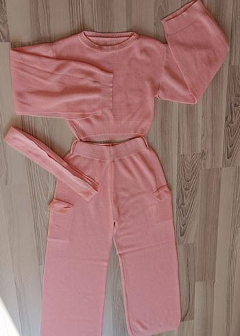 Diğer Kemer Detaylı Pembe Kız Sweatpant Takımı