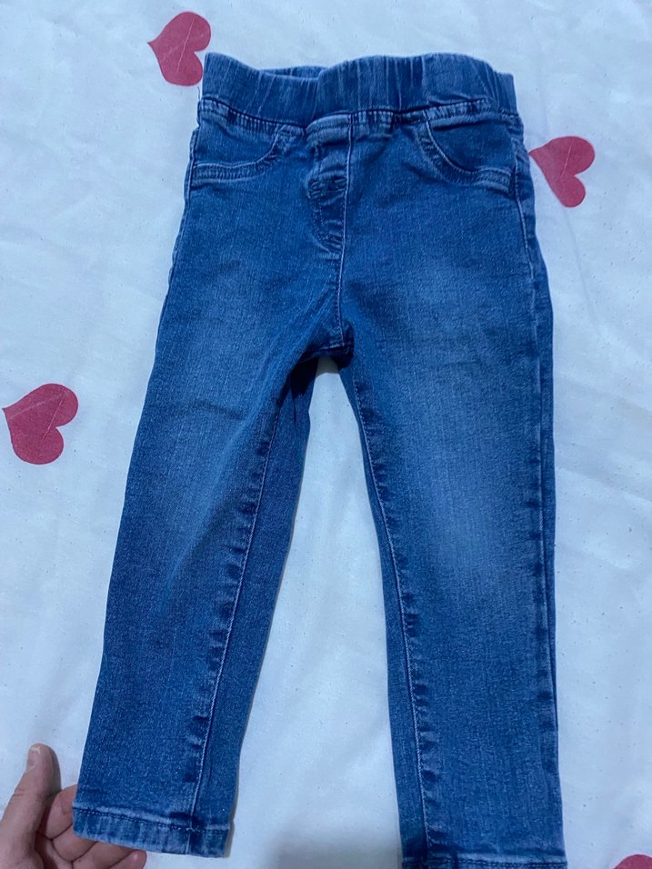 Kız Çocuk Mavi Elastik Bel Denim Pantolon - Görsel 2