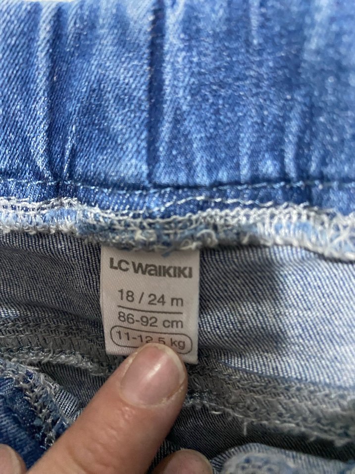 Kız Çocuk Mavi Elastik Bel Denim Pantolon - Görsel 4