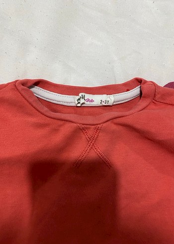 Kız Çocuk Kırmızı Bisiklet Yaka Sweatshirt - Görsel 3