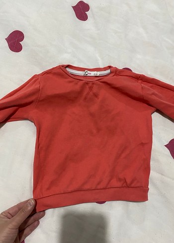 Kız Çocuk Kırmızı Bisiklet Yaka Sweatshirt - Görsel 2