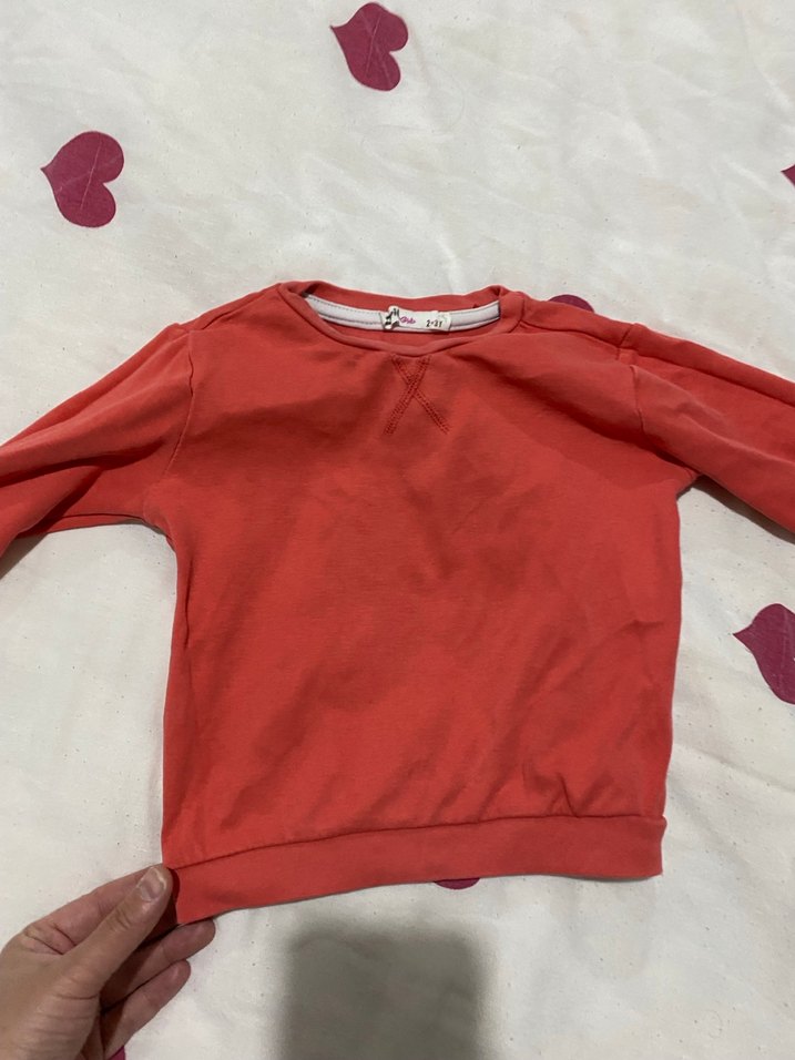 Kız Çocuk Kırmızı Bisiklet Yaka Sweatshirt - Görsel 2