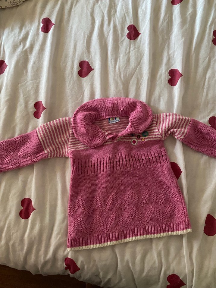 Kız Çocuk Pembe Uzun Kollu Örgü Kazak - Görsel 4