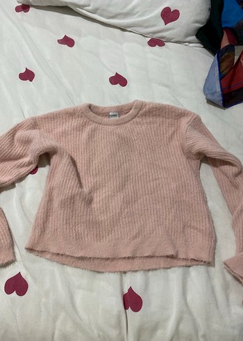 Pembe Kadın Örgü Triko Kazak - Görsel 4