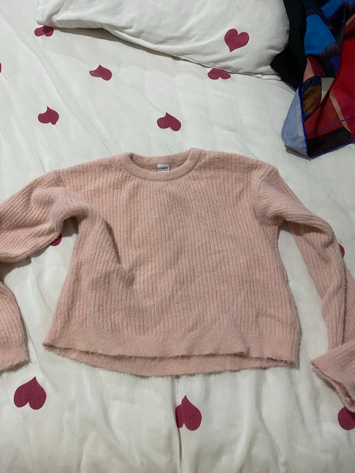 Pembe Kadın Örgü Triko Kazak - Görsel 2