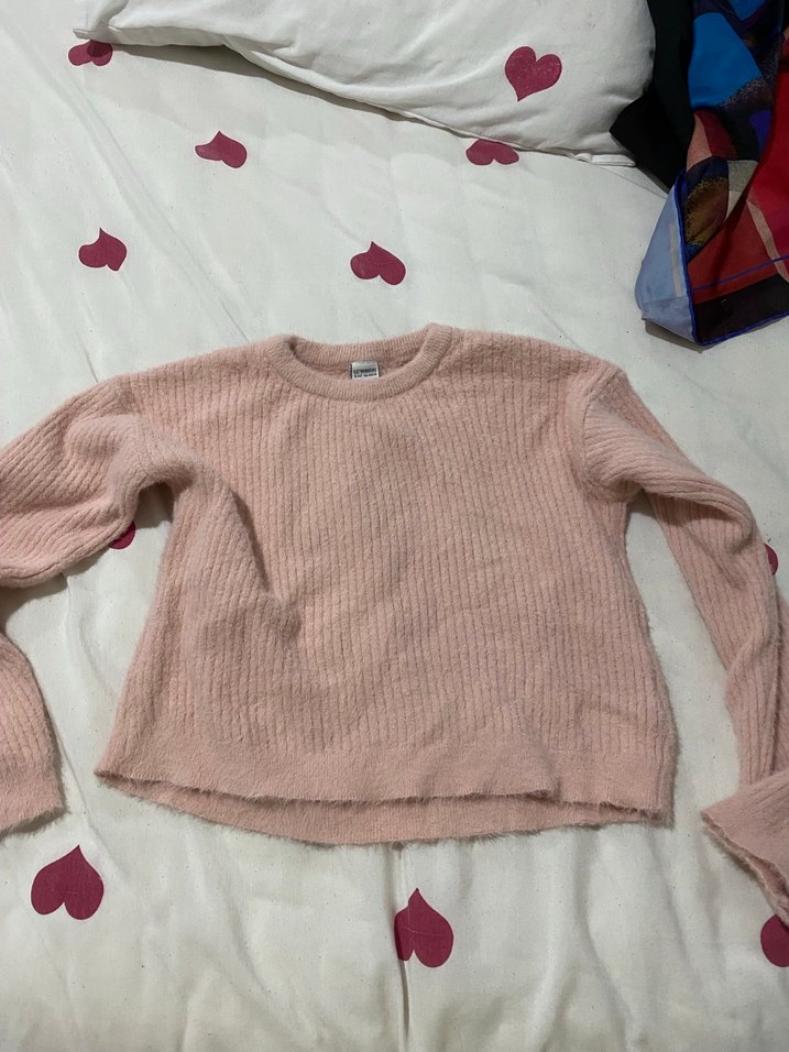 Pembe Kadın Örgü Triko Kazak - Görsel 3