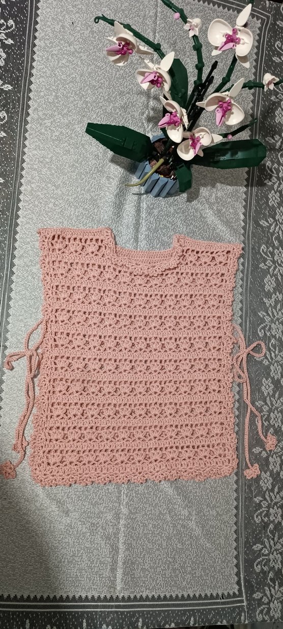 Kız Çocuk Dantel Detaylı Pembe Örgü Panço - Görsel 2