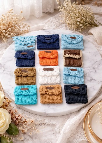 Bohem Örgü Renkli Cüzdan Seti - Görsel 5