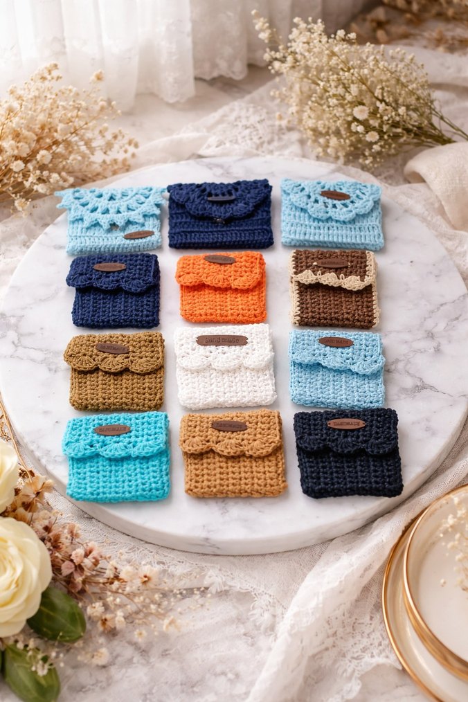 Bohem Örgü Renkli Cüzdan Seti - Görsel 5