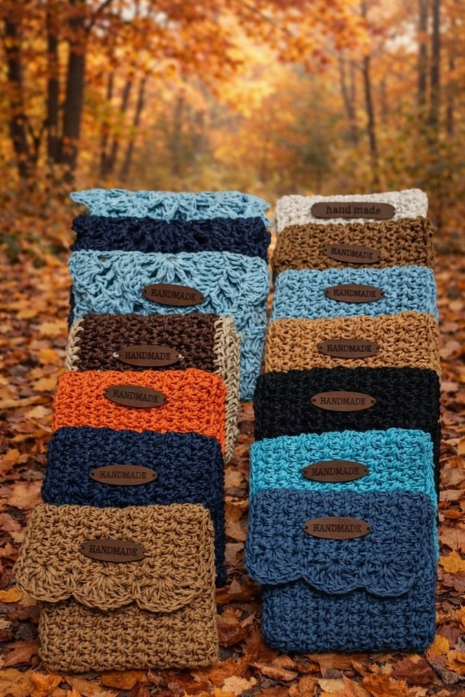 Bohem Örgü Renkli Cüzdan Seti - Görsel 2